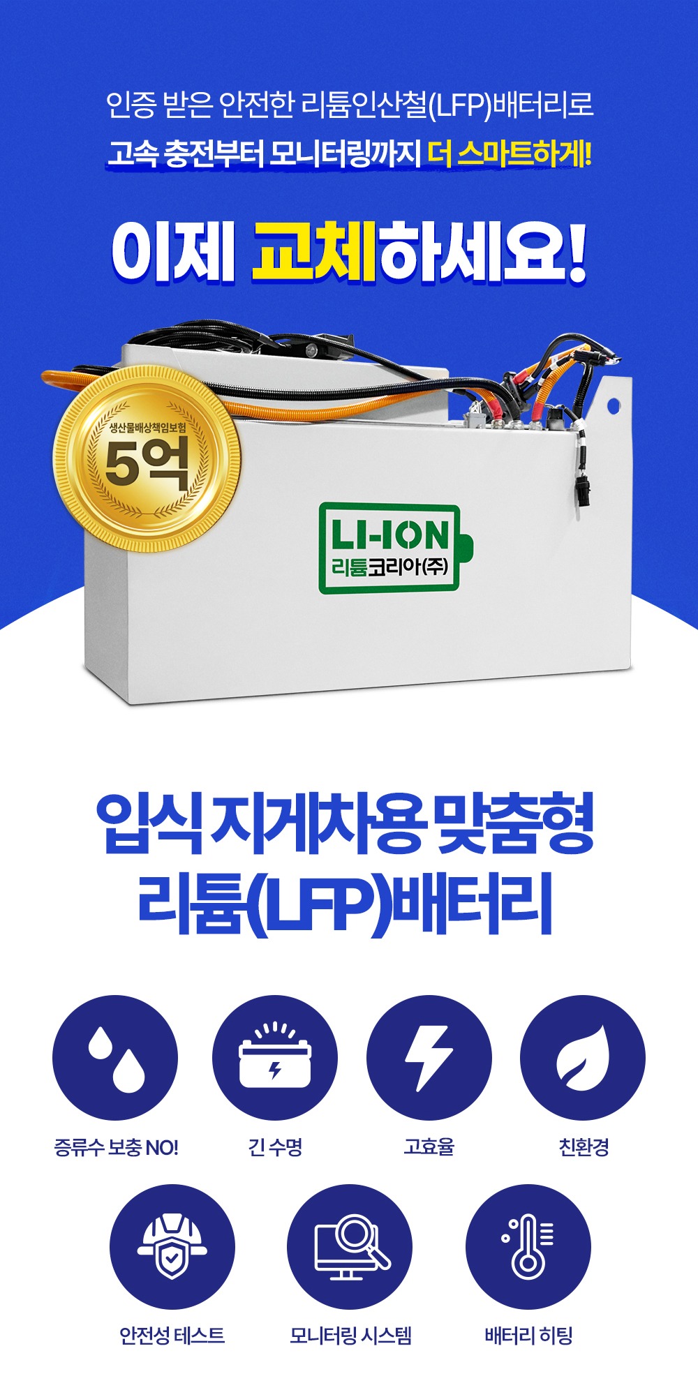 입식 지게차용 맞춤형 리튬 배터리