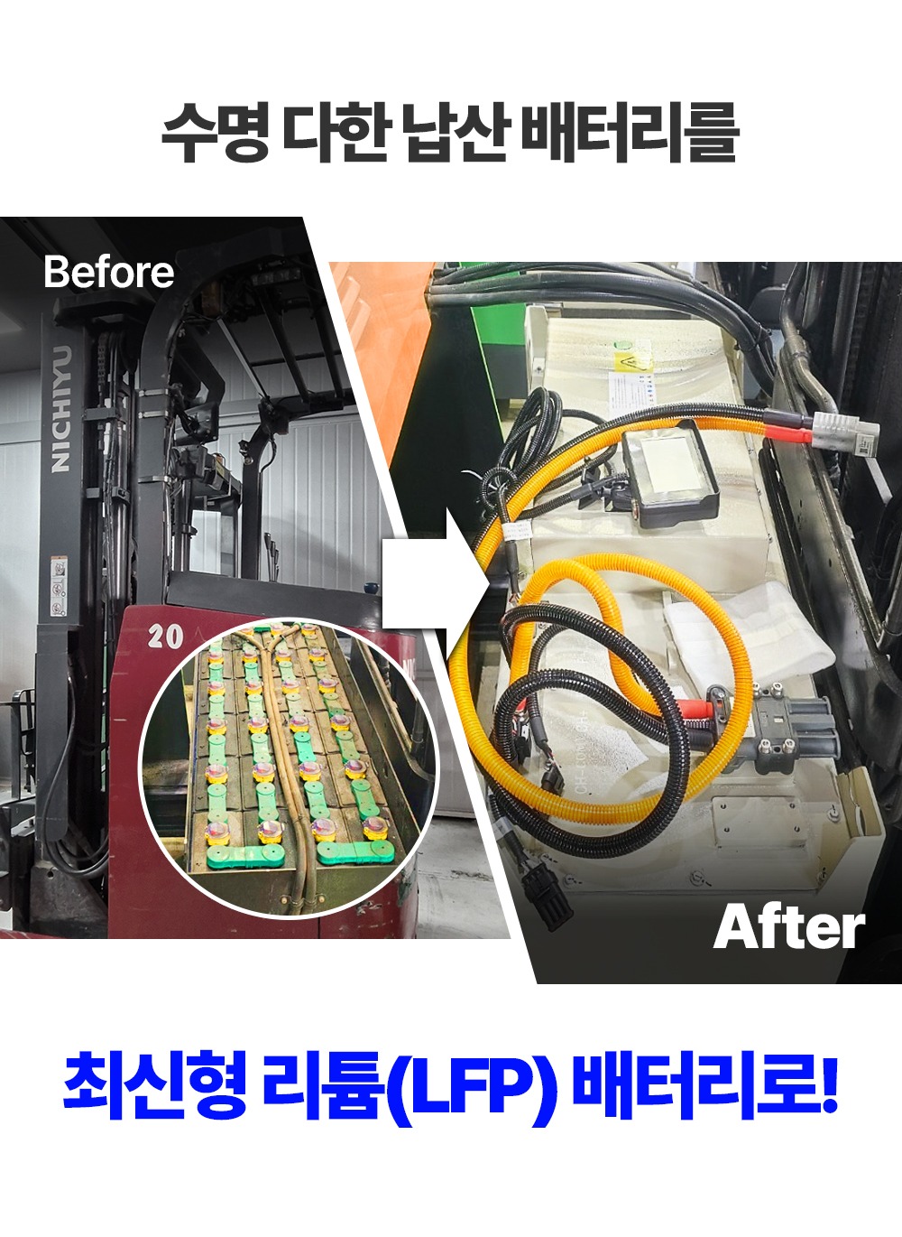 수명을 다한 납산 배터리
